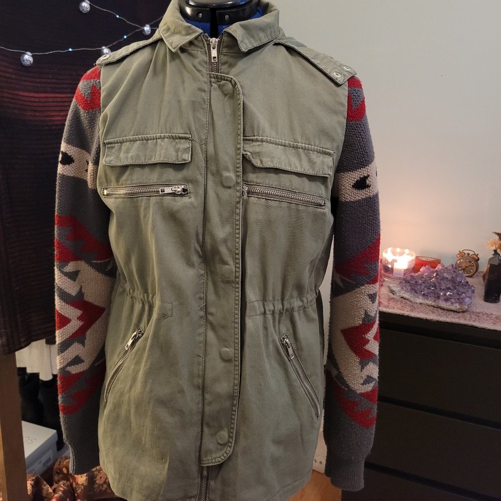 Utility Jacket w/ Knit Sleeves
